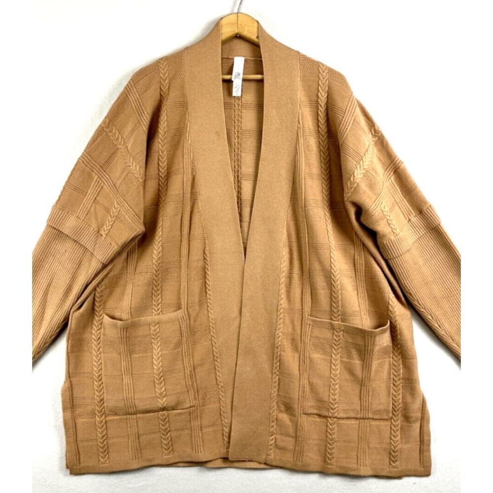 Marla Wynne Womens Open Front Knit Long Sleeve Cardigan‎ Sweater Brown Large